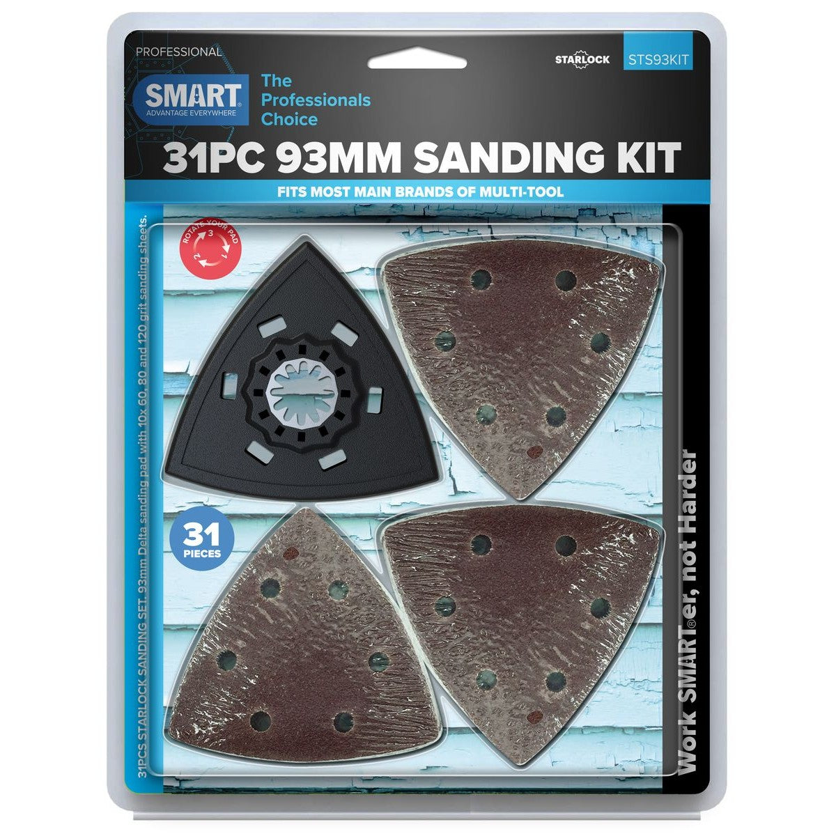 SMART STARLOCK 31pc Sanding Assortment - 1 sanding pad & 30 sanding sheets STS93KIT