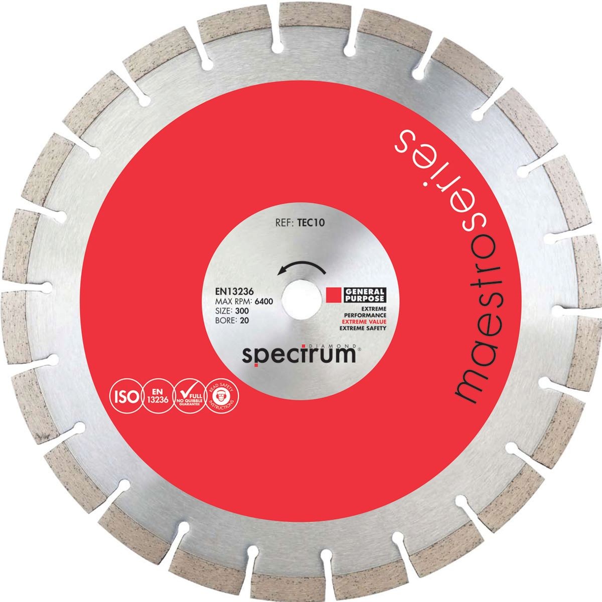 OX Spectrum Maestro 10mm General Purpose Diamond Blade - 300/20mm TEC10-300/20