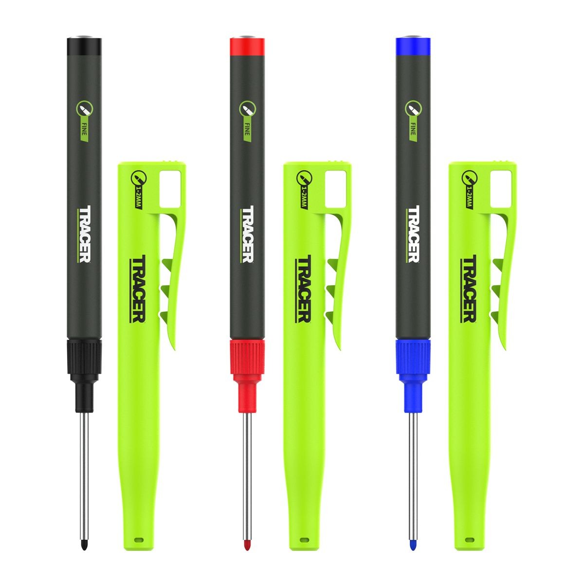 TRACER 2.0 Long Nib Holstered Marker 3pc Kit - Black, Red, Blue TLNPK3