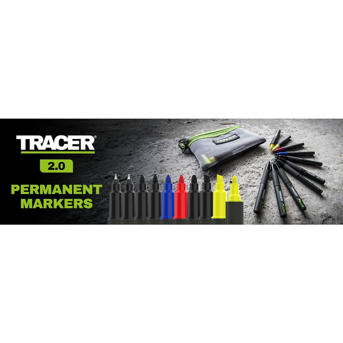 TRACER 2.0 Long Nib Holstered Marker 3pc Kit - Black, Red, Blue TLNPK3