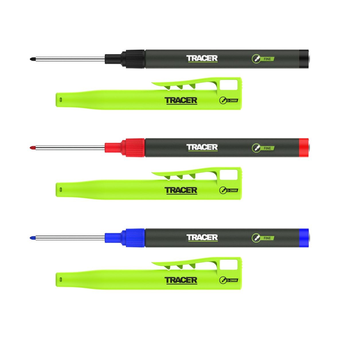 TRACER 2.0 Long Nib Holstered Marker 3pc Kit - Black, Red, Blue TLNPK3