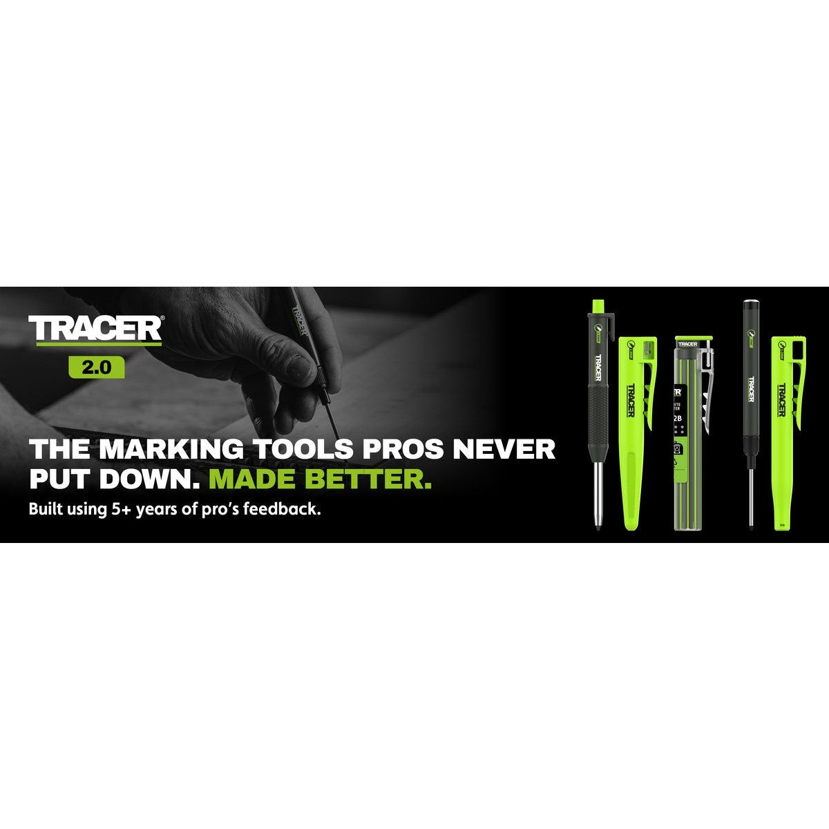 TRACER 2.0 3PC Marking Kit - Deep Hole Pencil + Lead Holster + Deep Hole Marker TMK3