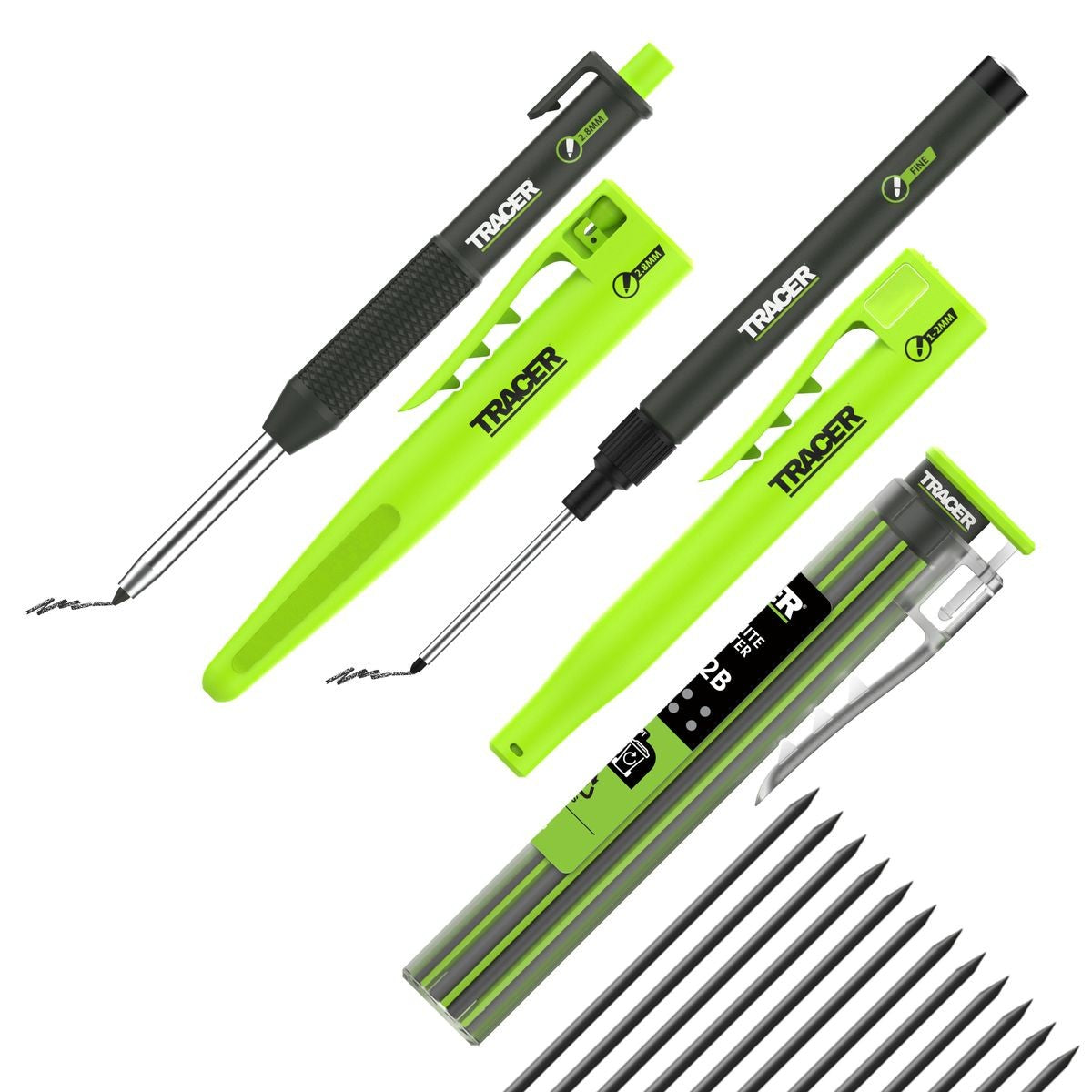 TRACER 2.0 3PC Marking Kit - Deep Hole Pencil + Lead Holster + Deep Hole Marker TMK3