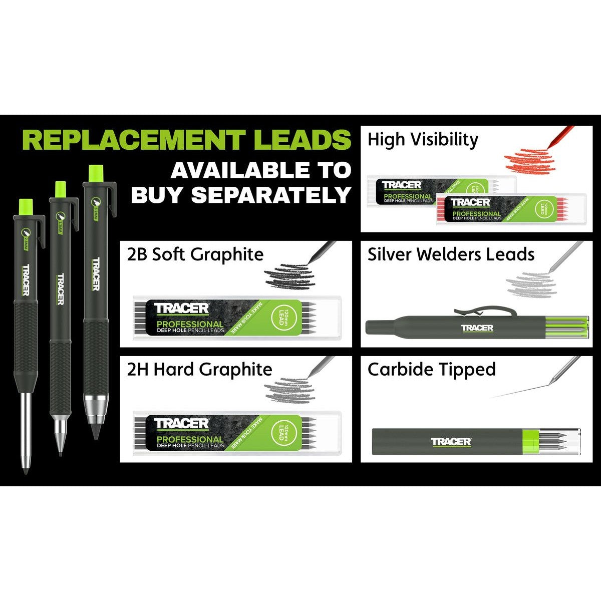 TRACER 3pc Pencil Marking Kit - 1.3mm, 2.8mm, 5.2mm TPK3