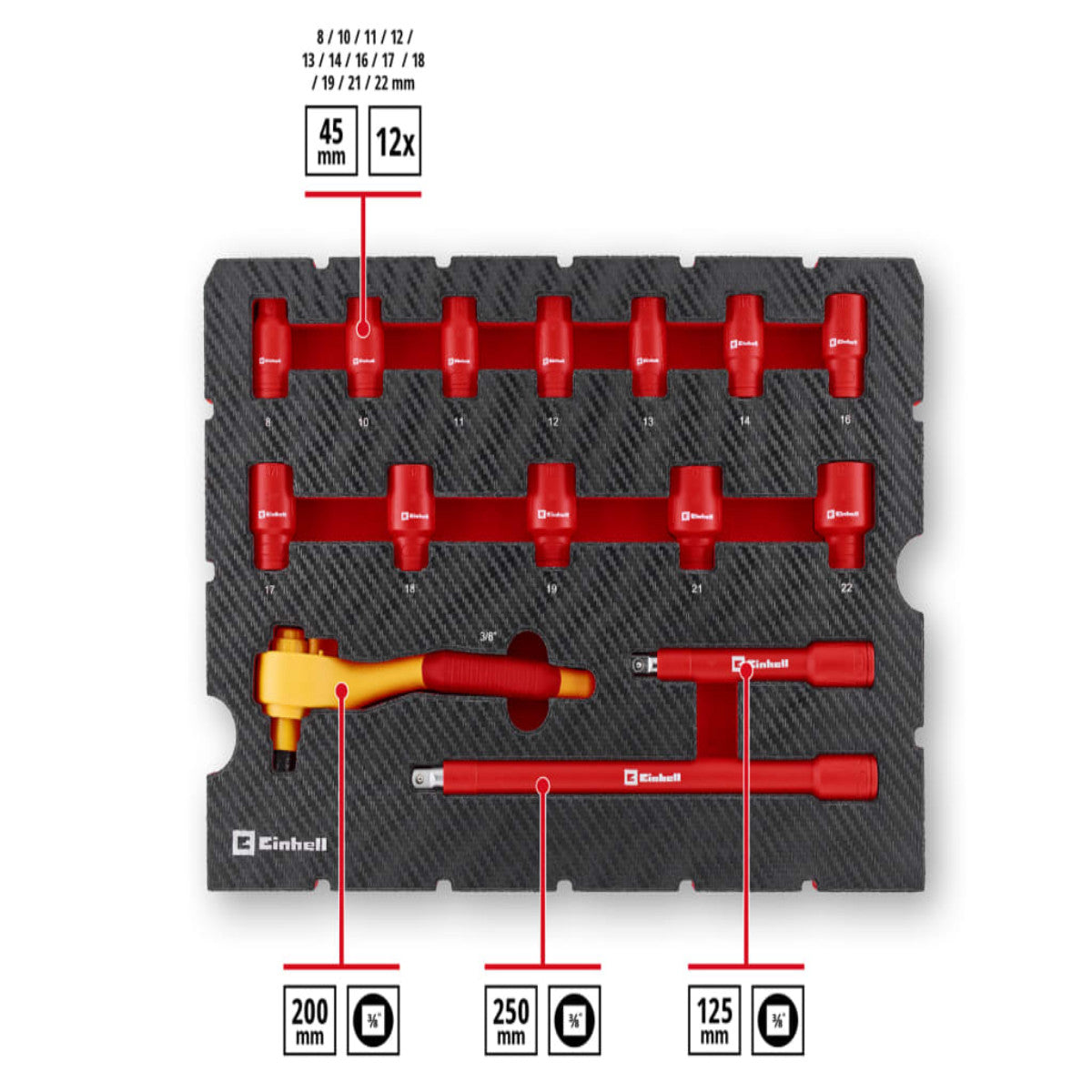 Einhell E-Case Electrical Tool Case Set, 24 Piece EINECELECSET