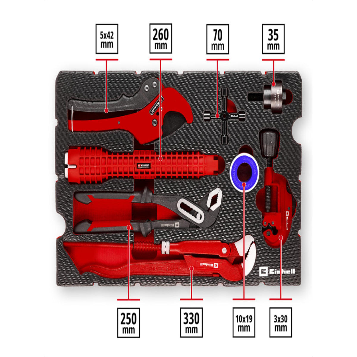 Einhell E-Case Inlay Plumbing Installation Set, 8 Piece EINEIPLUMSET