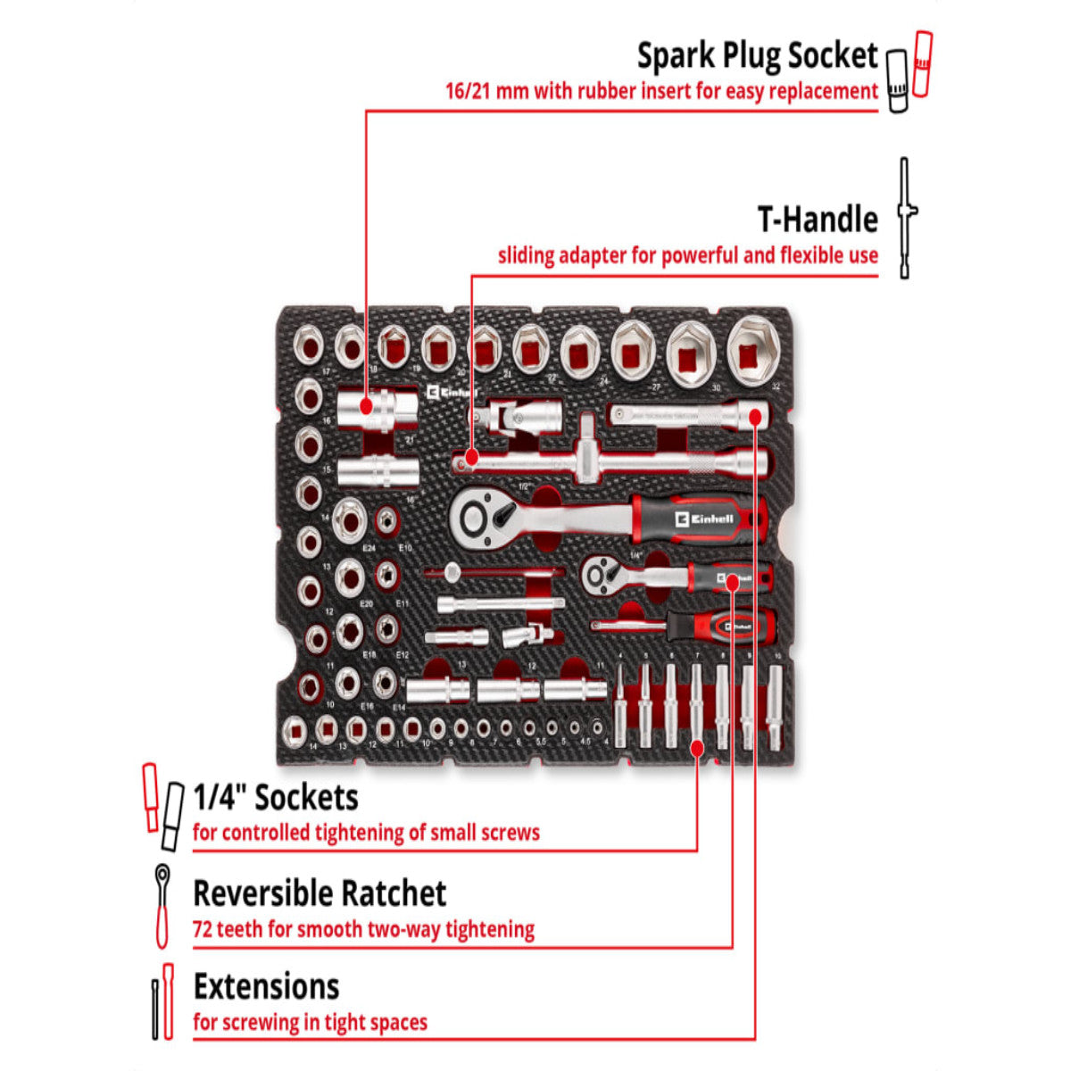 Einhell E-Case Inlay Socket Set, 60 Piece EINEISOCKSET