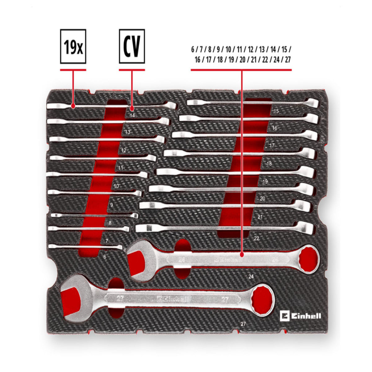 Einhell E-Case Inlay Combination Spanner Set, 19 Piece EINEISPANSET