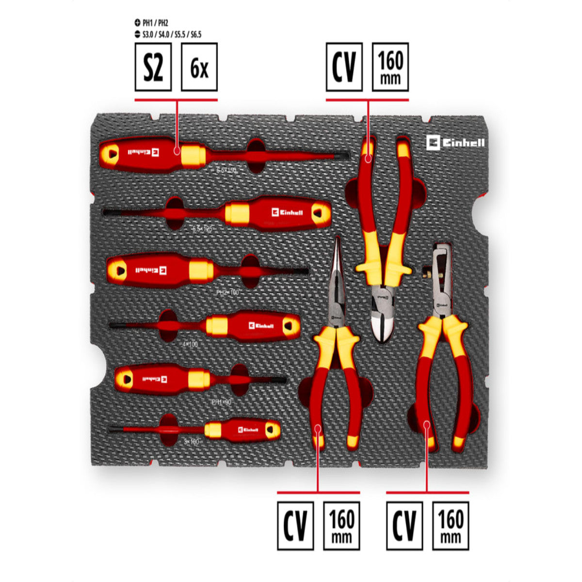 Einhell E-Case Inlay Electrician’s Tools Set, 9 Piece EINEIVDESET