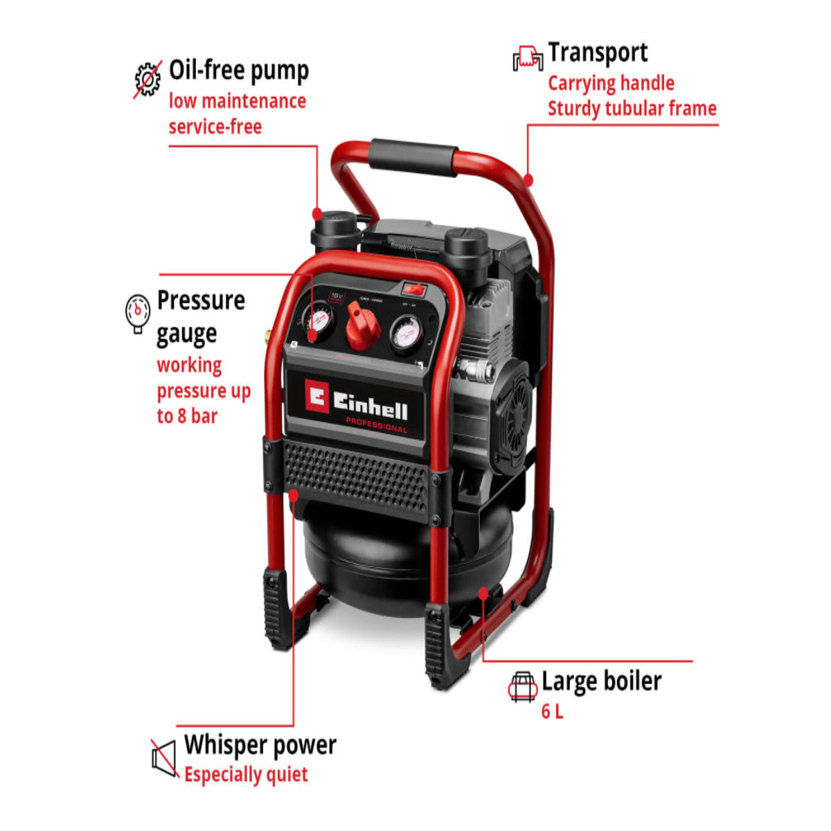 Einhell SILENZZO 18/160 PROFESSIONAL Air Compressor 18V Bare Unit EINSILENZO6N