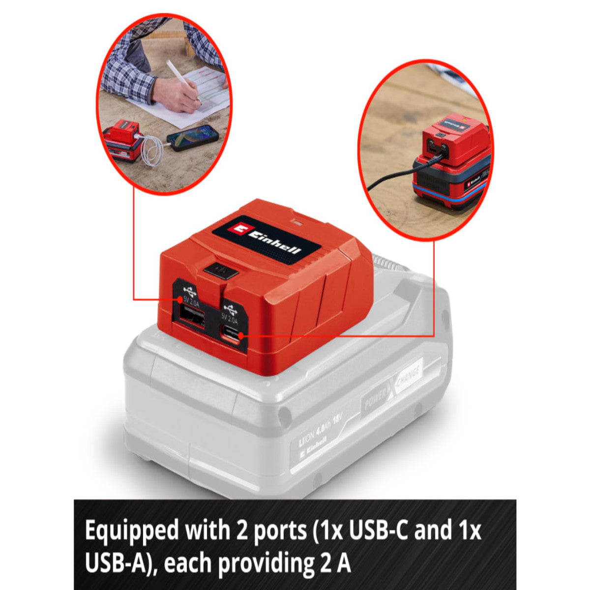 Einhell TC-CP 18 Li USB A/C-Solo USB Battery Adaptor EINTCCP18N