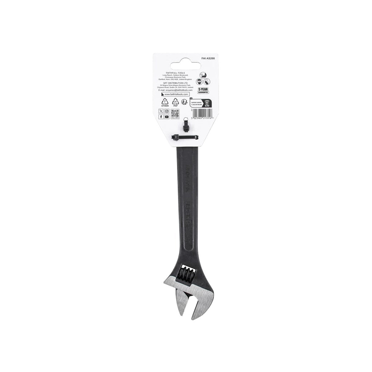 Faithfull Adjustable Spanner 200mm - 24mm Capacity FAIAS200