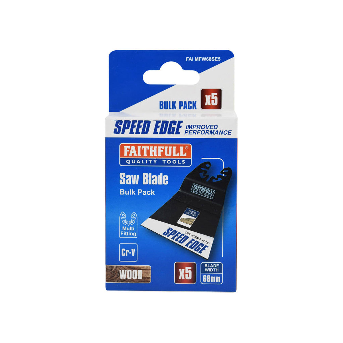 Faithfull Multi-Tool Speed Edge Wood Blade 68mm (5 Pack) FAIMFW68SE5