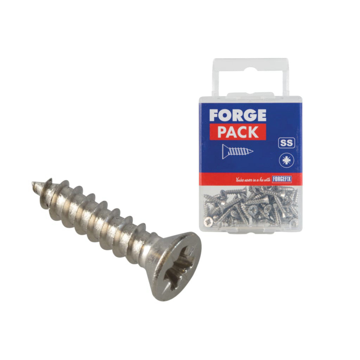 ForgeFix Self-Tapping Screw Pozi Compatible CSK A2 SS 1/2in x 4 ForgePack 60 FOR184515