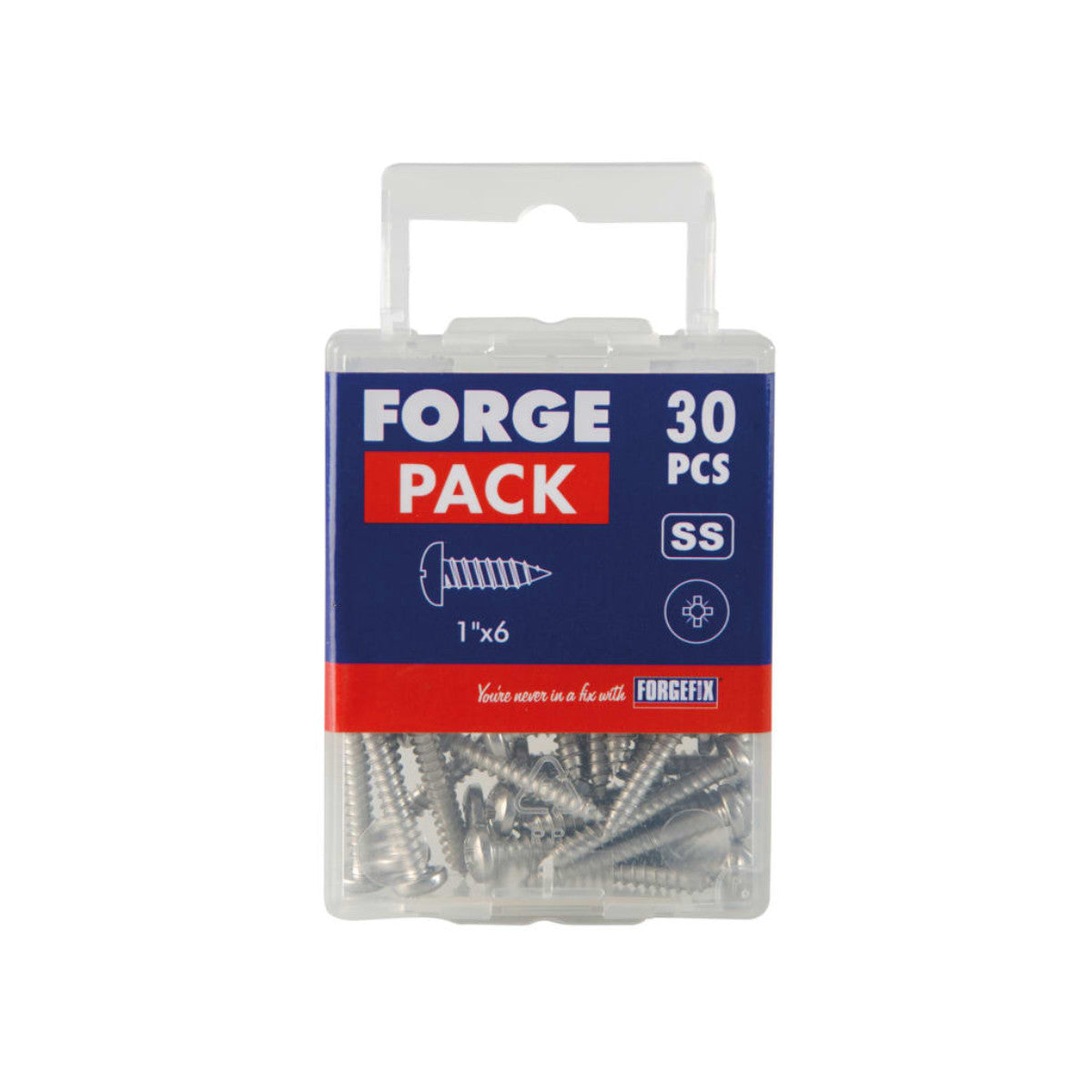 ForgeFix Self-Tapping Screw Pozi Compatible Pan Head SS 1in x 6 ForgePack 30 FOR184997