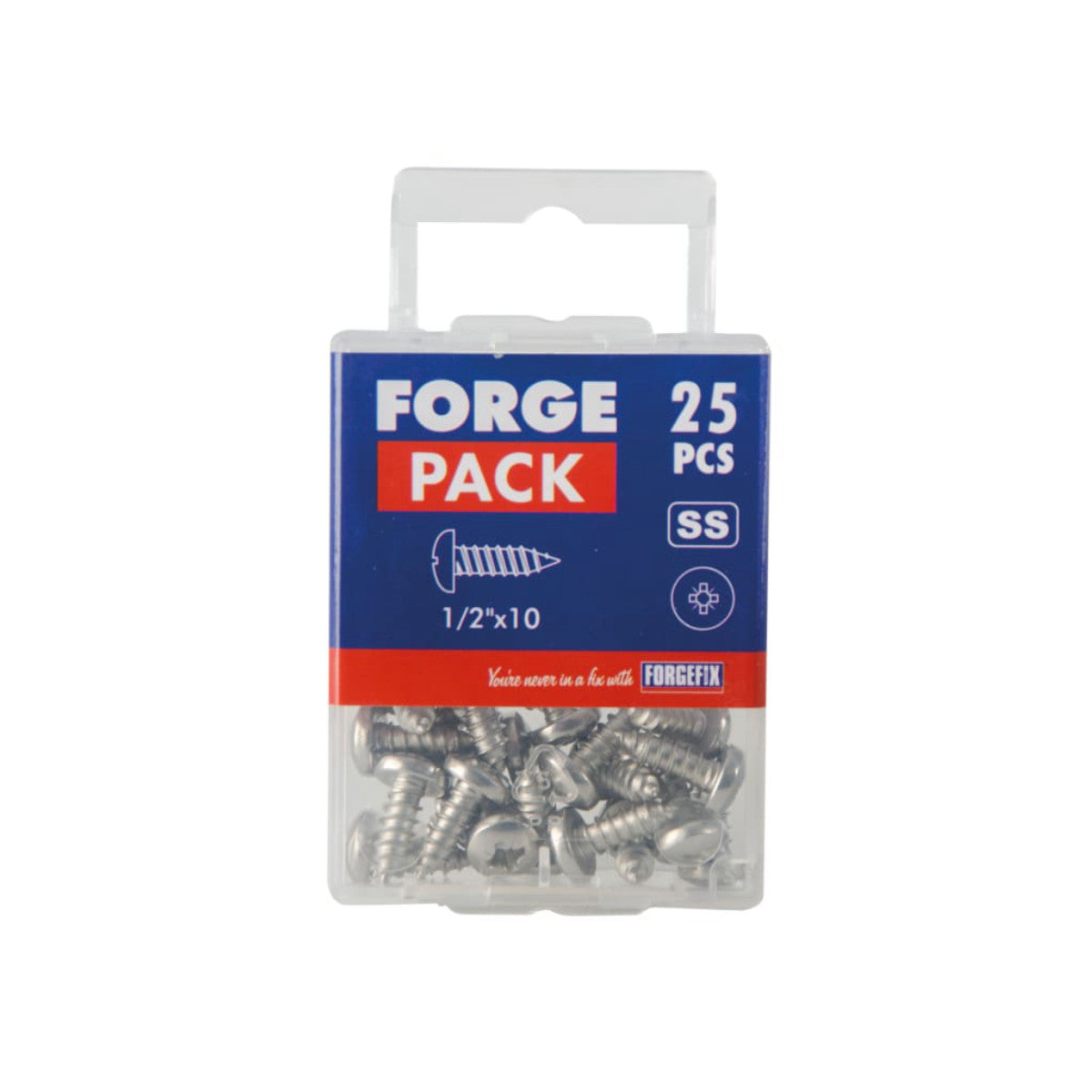 ForgeFix Self-Tapping Screw Pozi Compatible Pan Head SS 1.1/2in x 10 ForgePack 25 FOR185239
