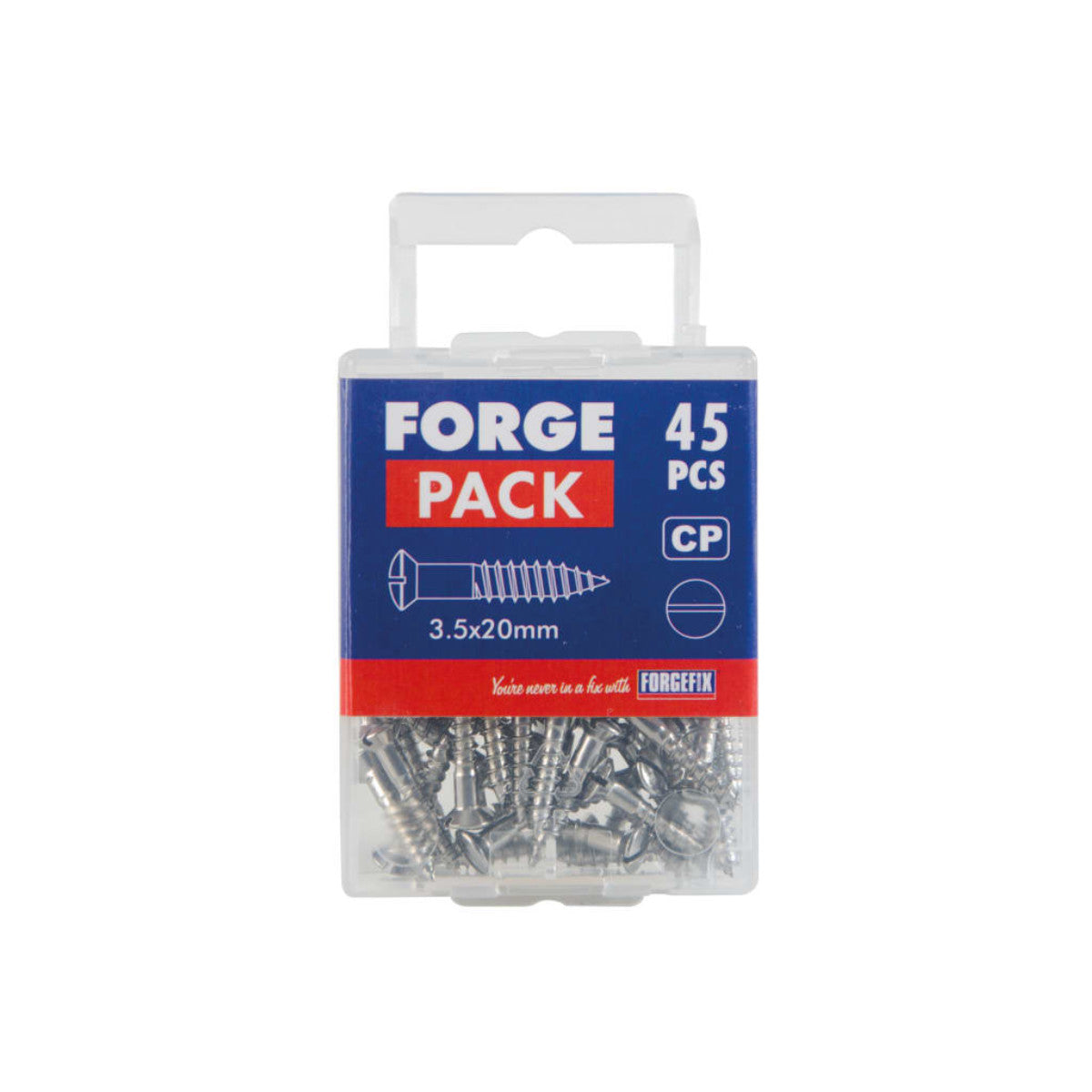 ForgeFix Multi-Purpose Screw SL Raised Head Chrome Plated 3.5 x 20mm ForgePack 45 FOR185475