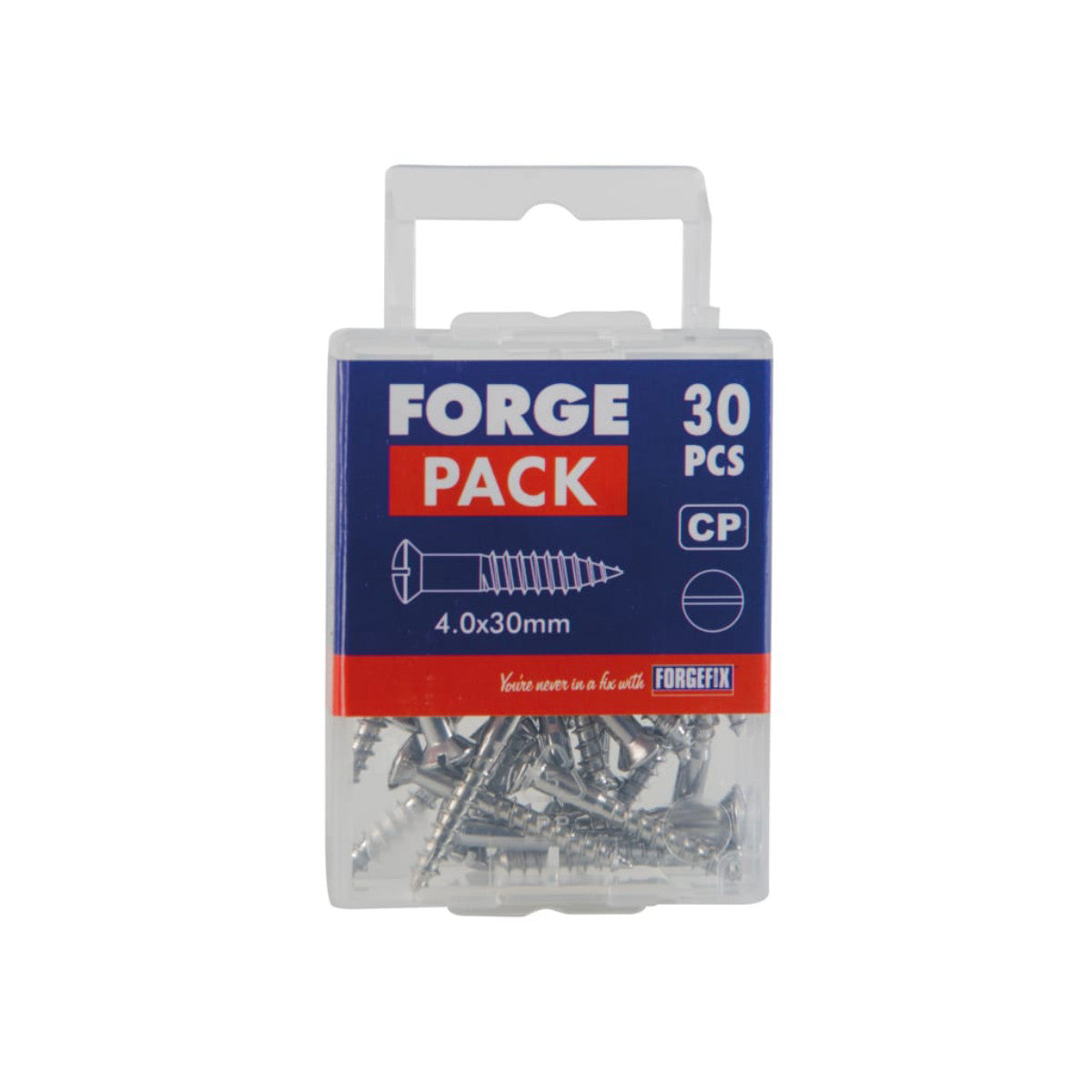 ForgeFix Multi-Purpose Screw SL Raised Head Chrome Plated 4.0 x 30mm ForgePack 30 FOR185567
