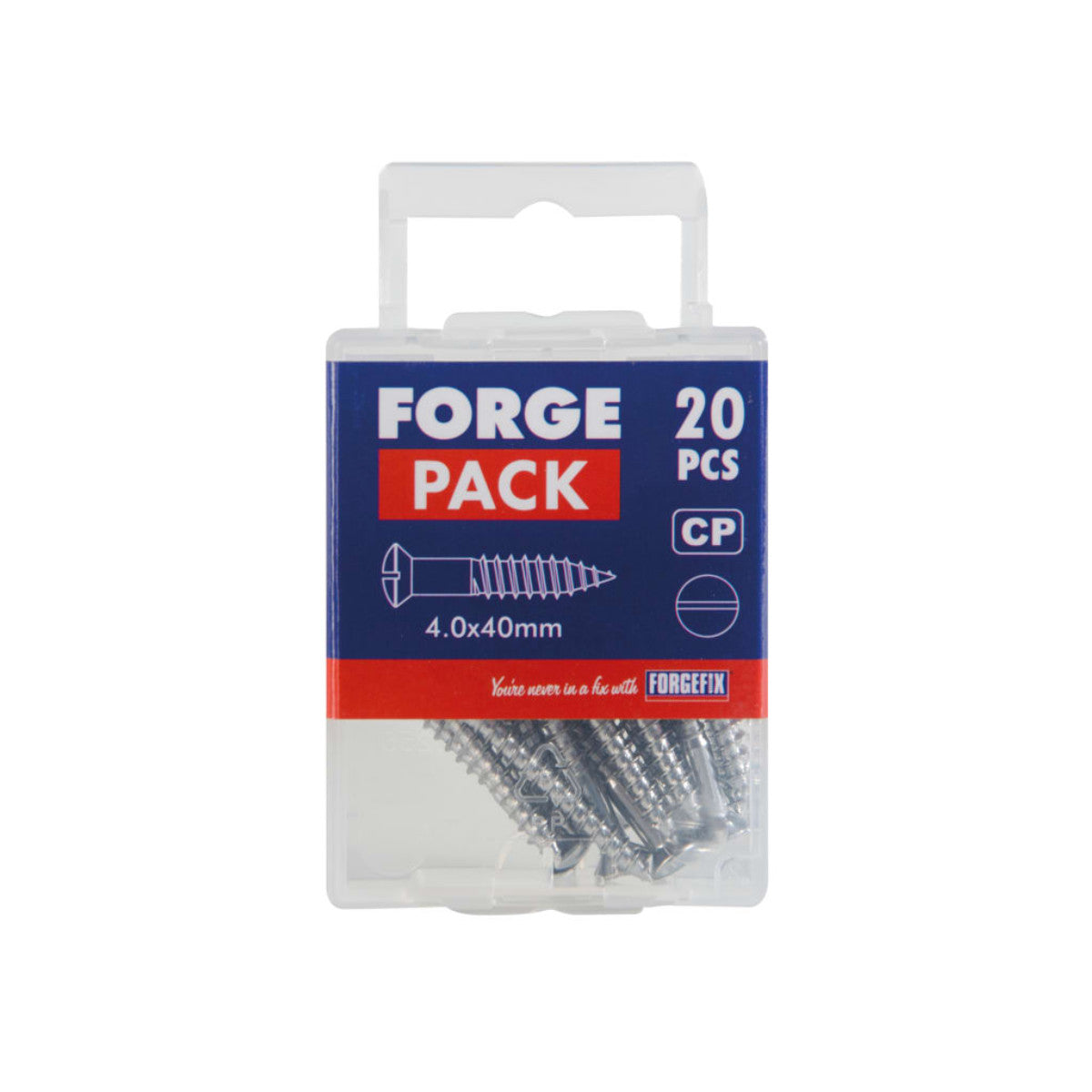 ForgeFix Multi-Purpose Screw SL Raised Head Chrome Plated 4.0 x 40mm ForgePack 20 FOR185598