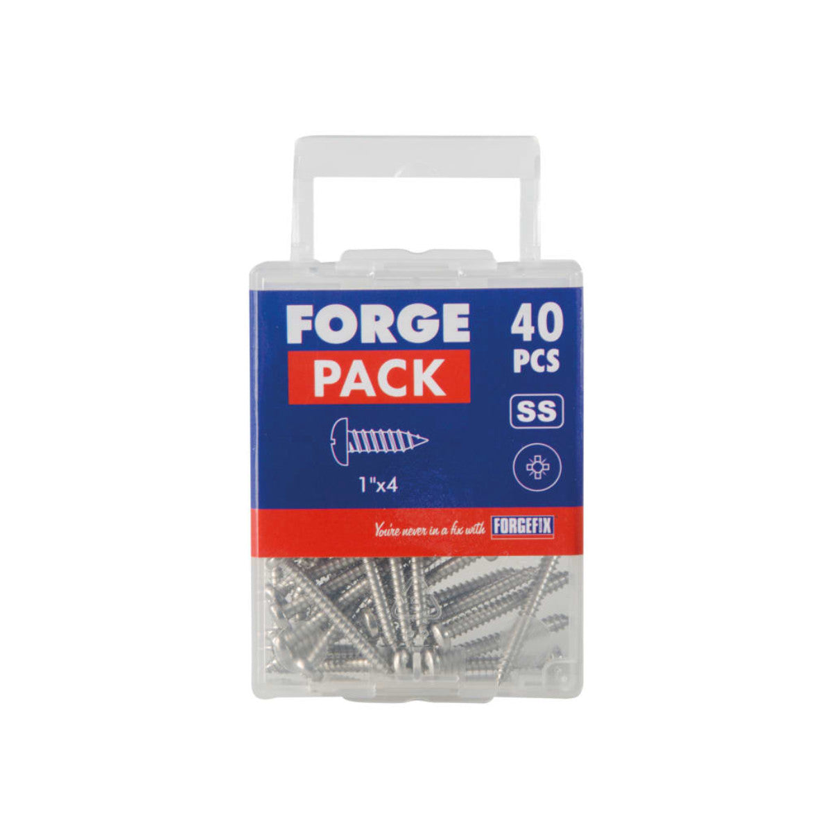 ForgeFix Self-Tapping Screw Pozi Compatible Pan Head SS 1in x 4 ForgePack 40 FOR185680