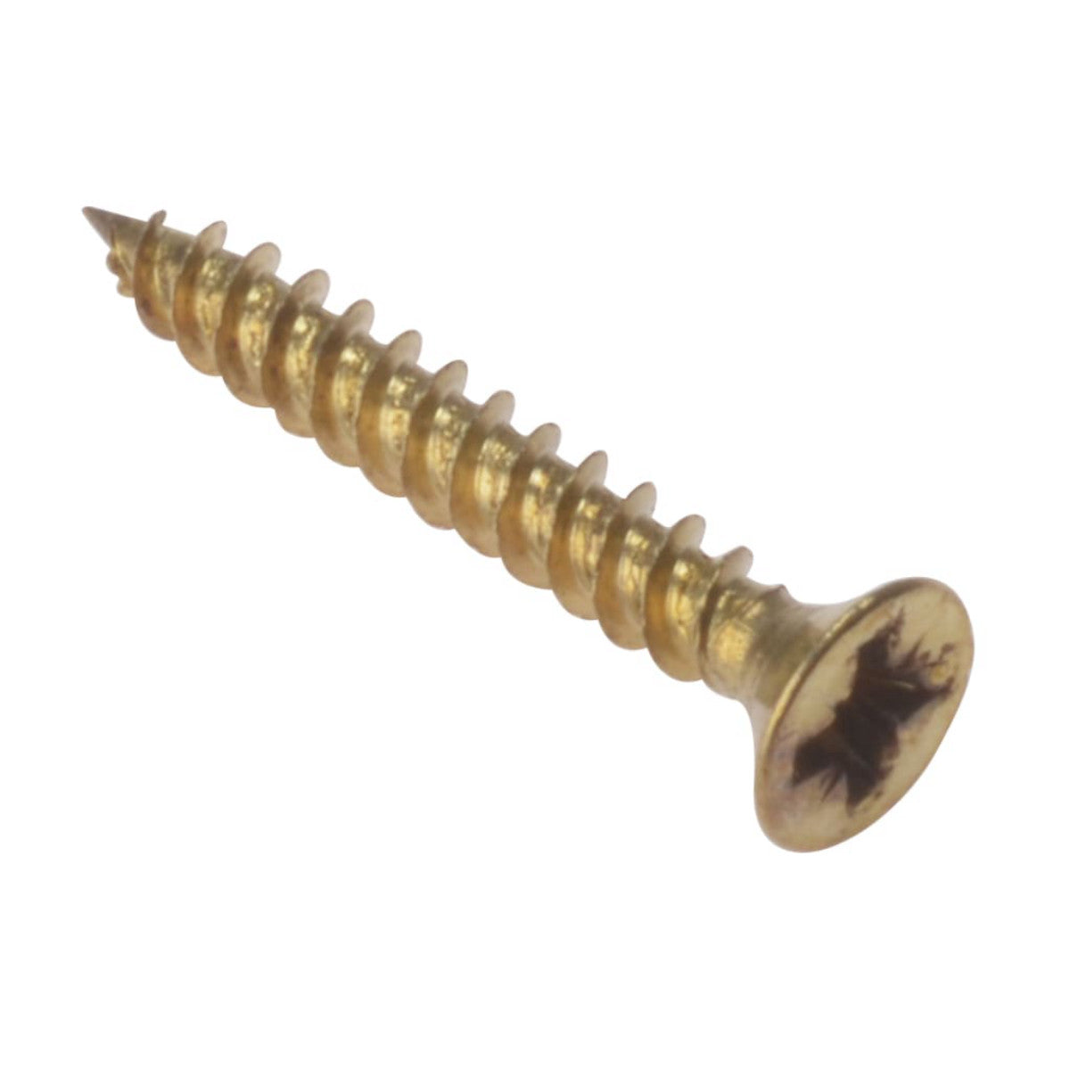 ForgeFix General Purpose Pozi Compatible Screw CSK TT Electro Brass 1in x 8 Box 200 FORCSK18E