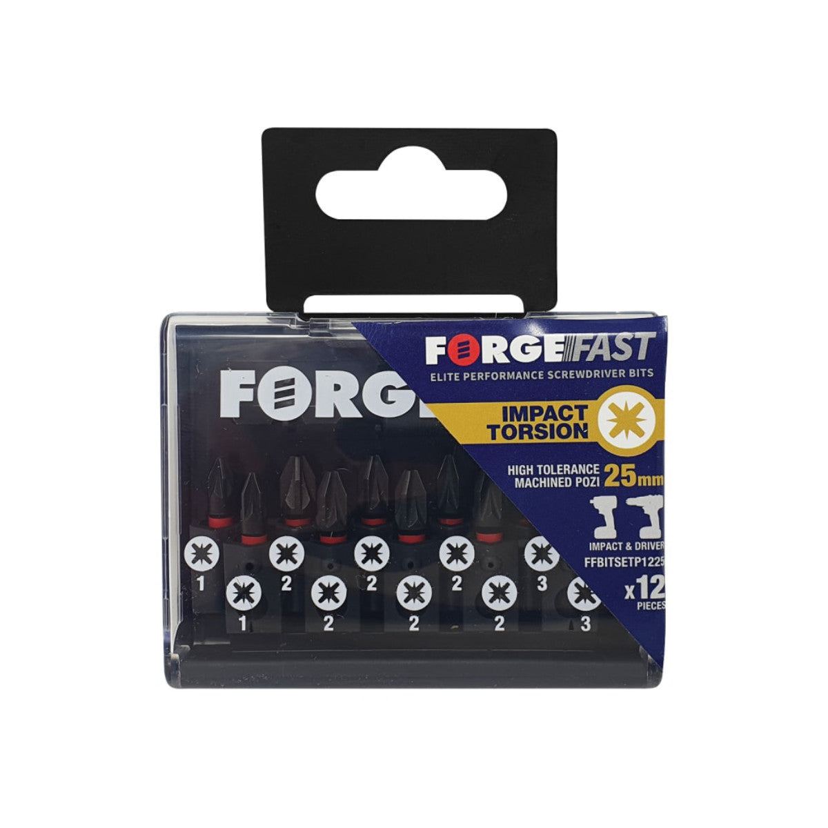 ForgeFix ForgeFast Pozidriv Compatible Impact Bit Set, 12 Piece FORFFBSPZ12