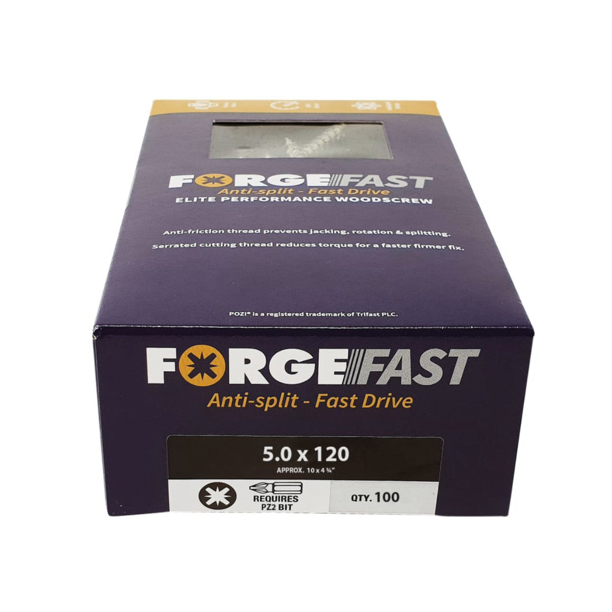 ForgeFix ForgeFast Pozi Compatible Elite Performance Wood Screw ZY 5.0 x 120mm Box 100 FORFFP5120Y