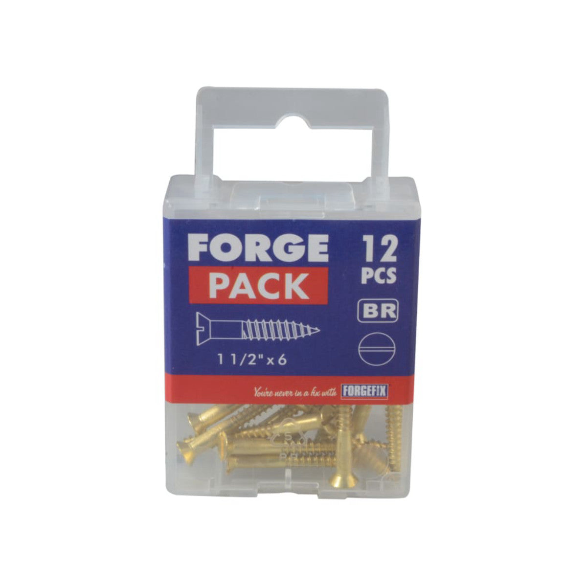 ForgeFix Wood Screw Slotted CSK Brass 1.1/2in x 6 ForgePack 12 FORFPC1126B