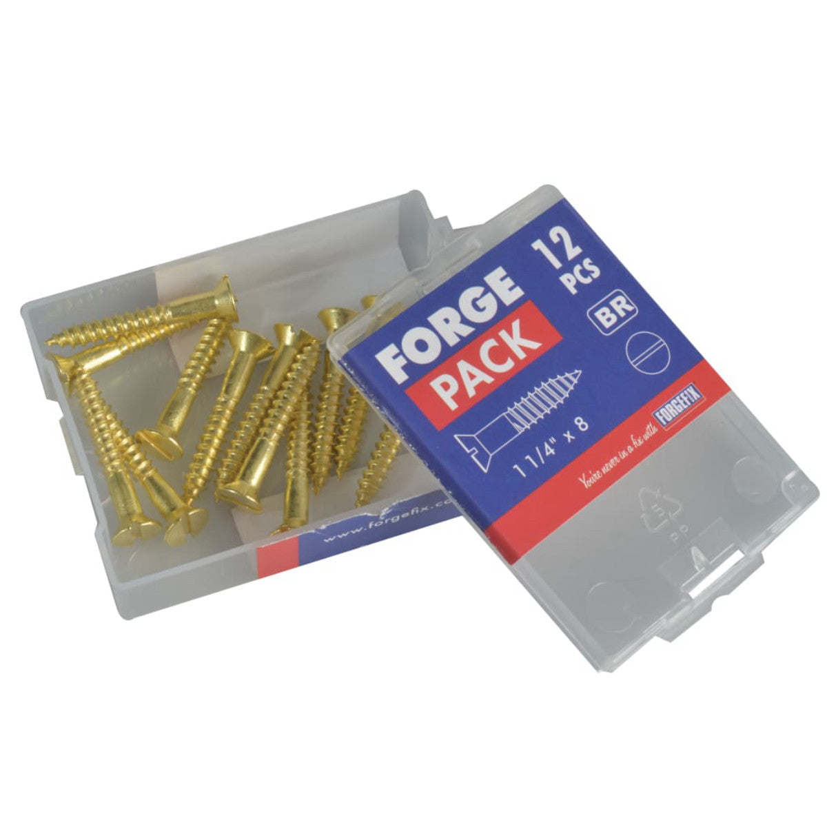 ForgeFix Wood Screw Slotted CSK Brass 1.1/4in x 8 ForgePack 12 FORFPC1148B