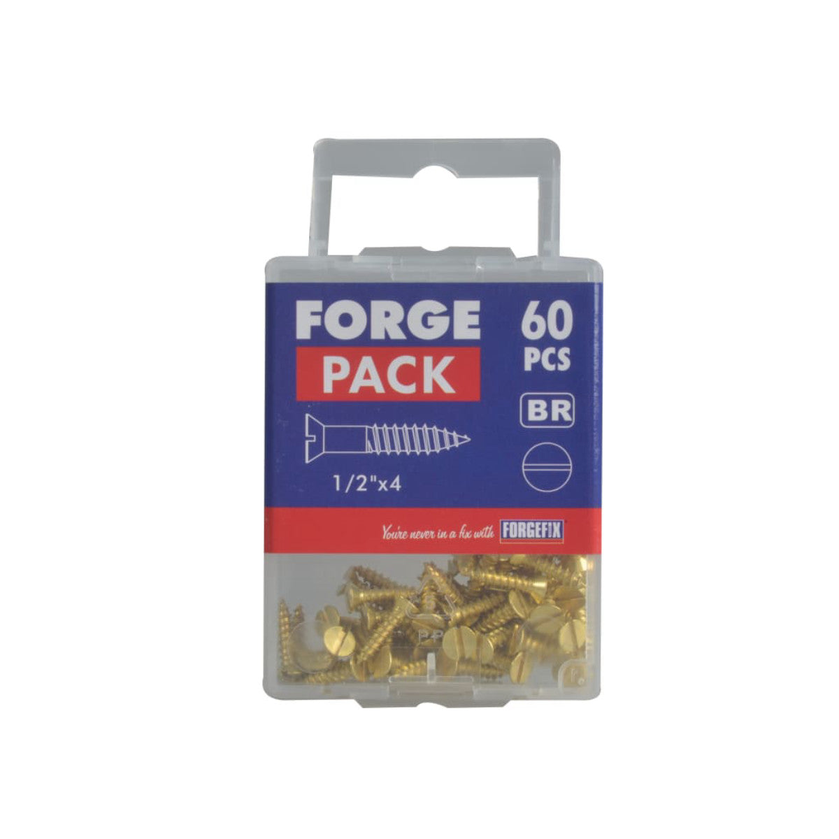 ForgeFix Wood Screw Slotted CSK Brass 1/2in x 4 ForgePack 60 FORFPC124B