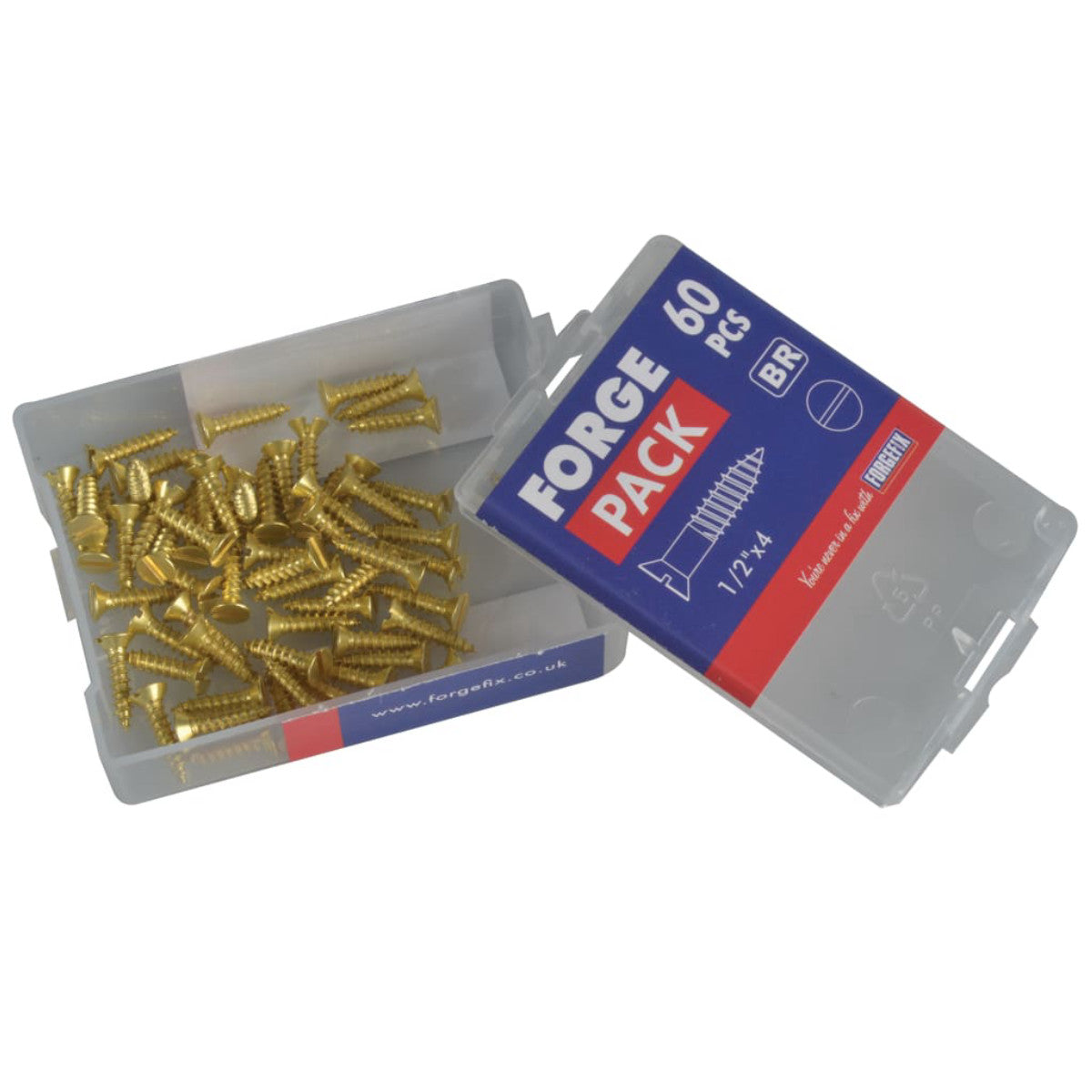 ForgeFix Wood Screw Slotted CSK Brass 1/2in x 4 ForgePack 60 FORFPC124B