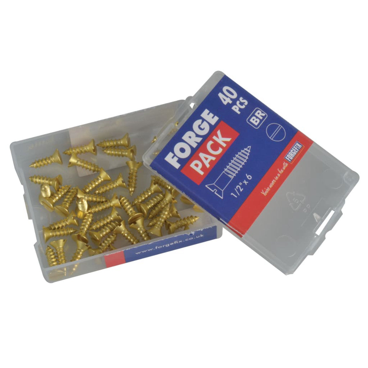 ForgeFix Wood Screw Slotted CSK Brass 1/2in x 6 ForgePack 40 FORFPC126B