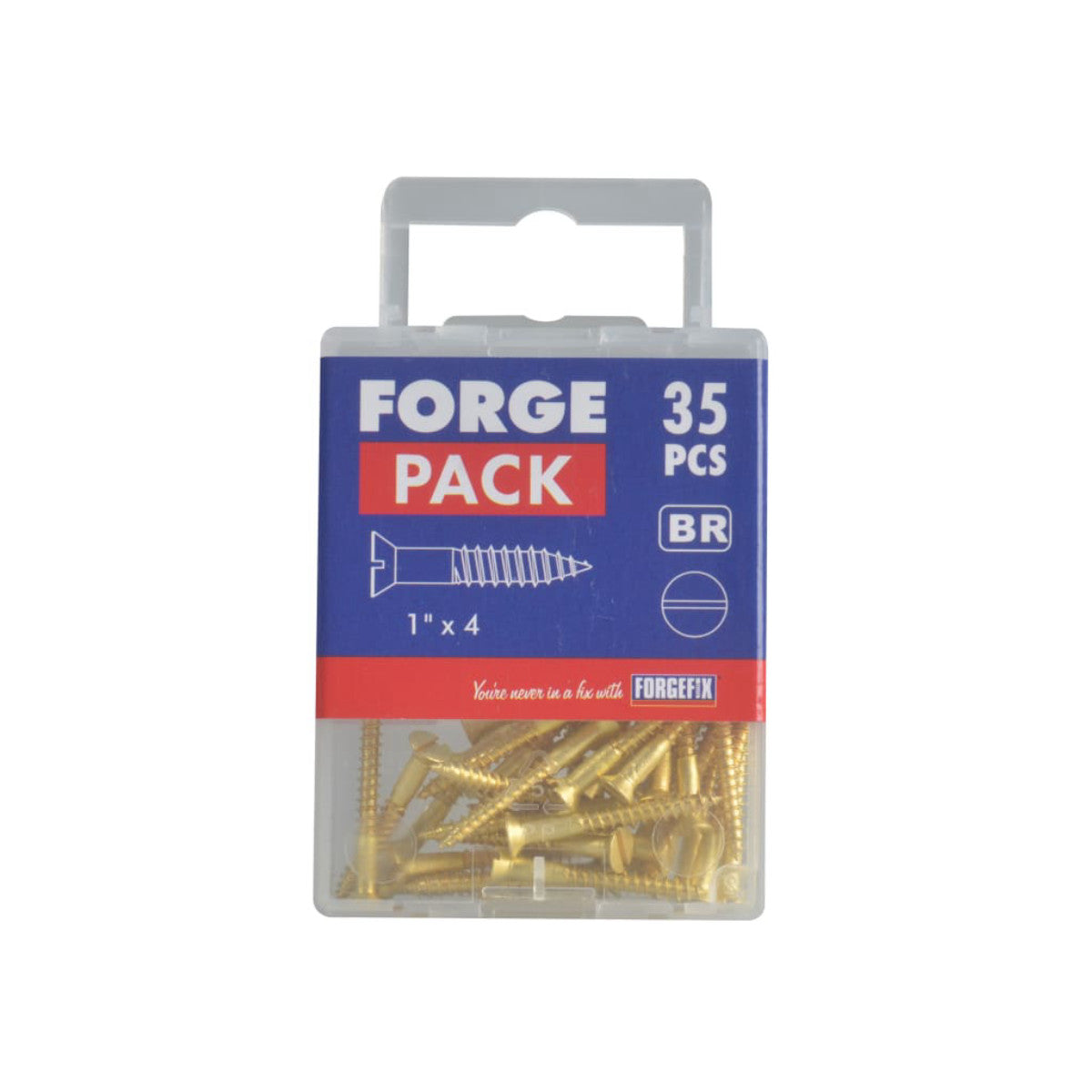 ForgeFix Wood Screw Slotted CSK Brass 1in x 4 ForgePack 35 FORFPC14B