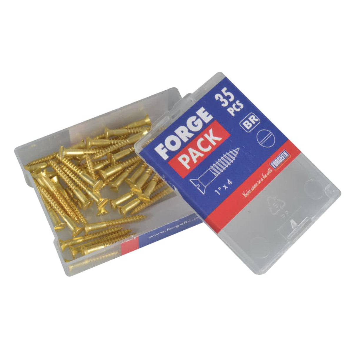 ForgeFix Wood Screw Slotted CSK Brass 1in x 4 ForgePack 35 FORFPC14B