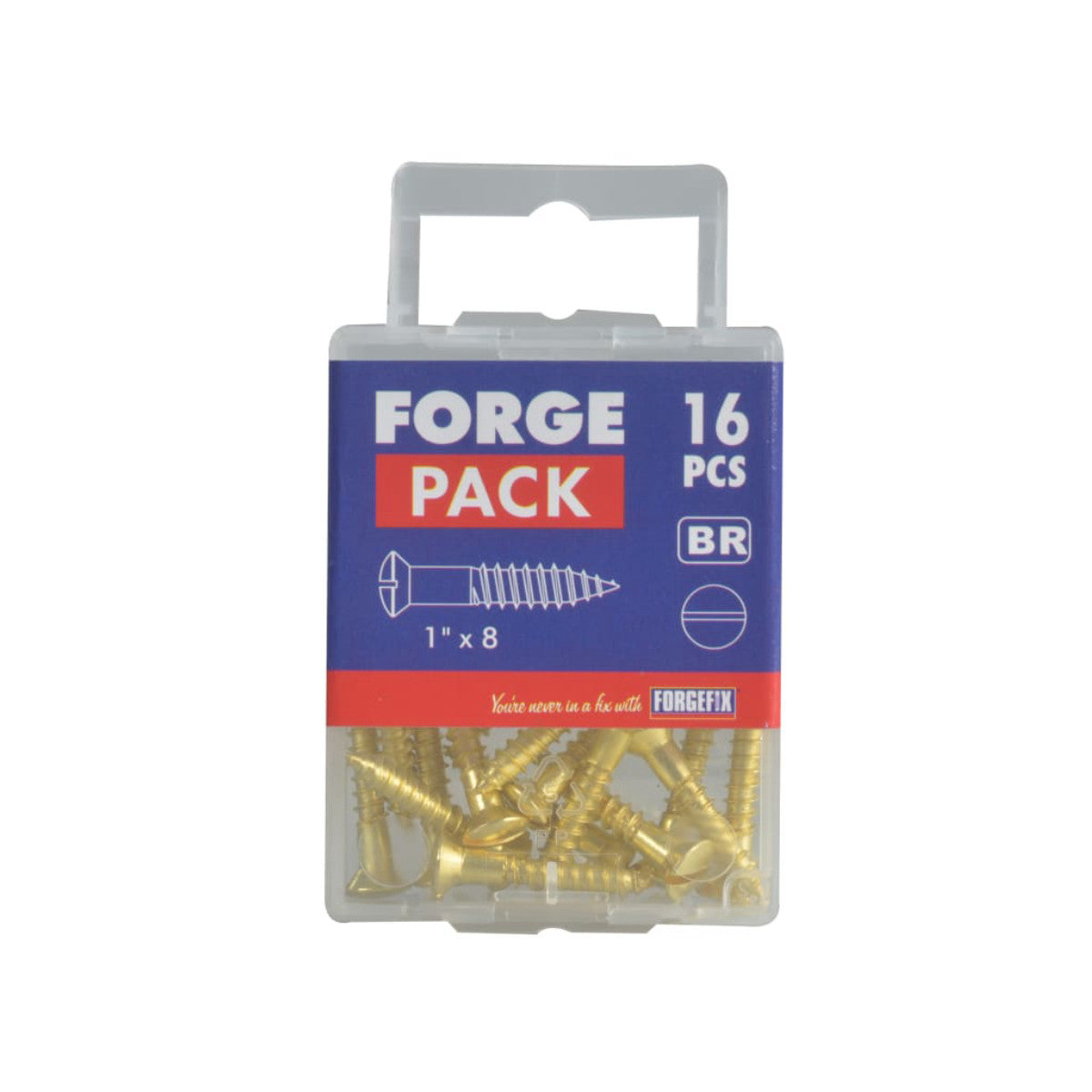 ForgeFix Wood Screw Slotted CSK Brass 1in x 8 ForgePack 16 FORFPC18B
