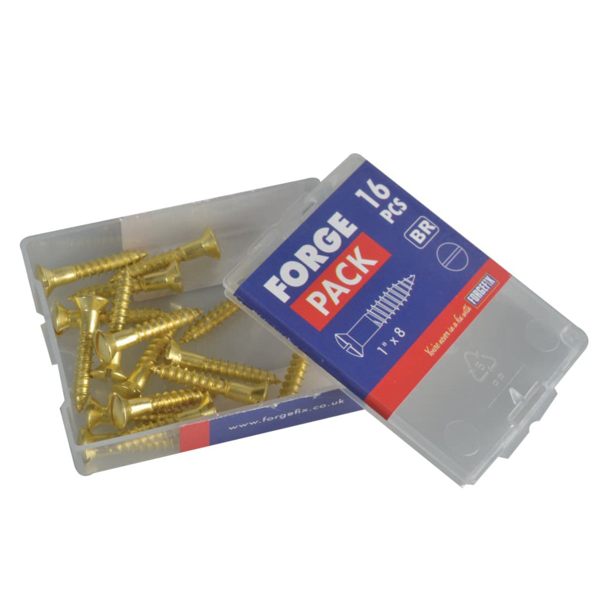 ForgeFix Wood Screw Slotted CSK Brass 1in x 8 ForgePack 16 FORFPC18B