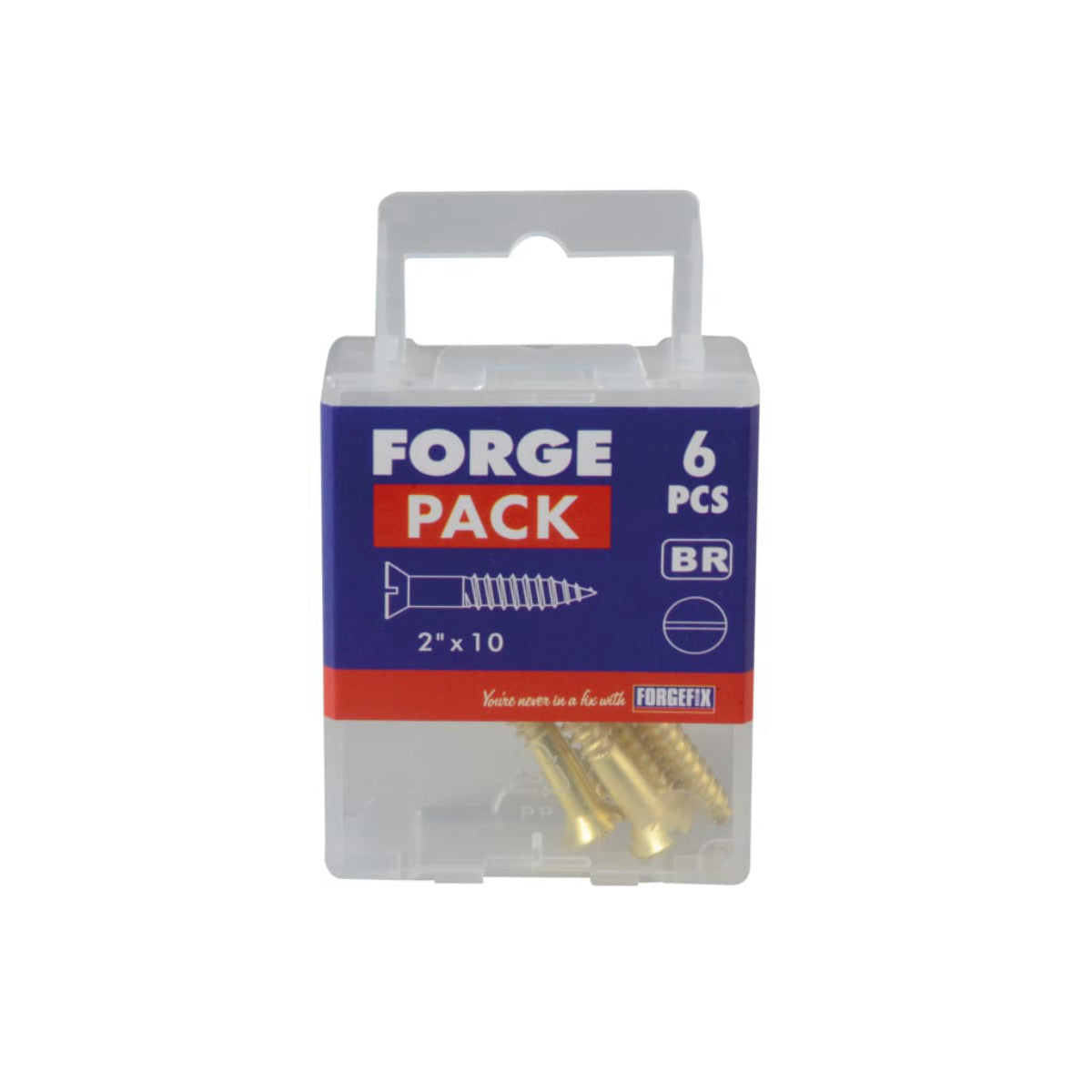 ForgeFix Wood Screw Slotted CSK Brass 2in x 10 ForgePack 6 FORFPC210B