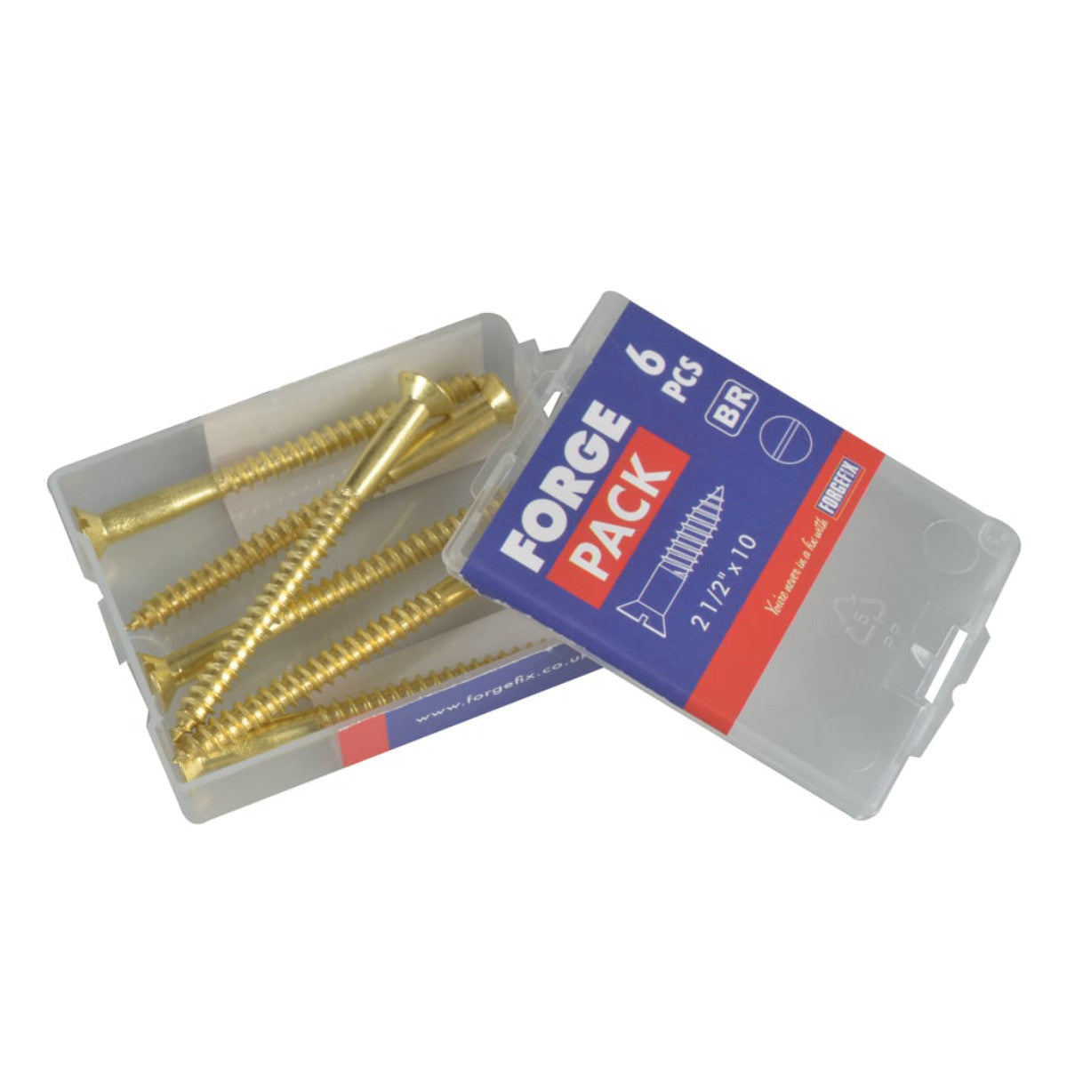 ForgeFix Wood Screw Slotted CSK Brass 2.1/2in x 10 ForgePack 6 FORFPC21210B
