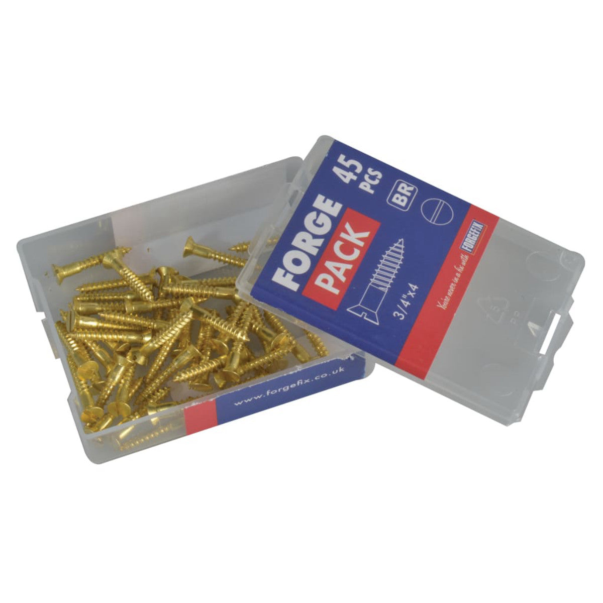 ForgeFix Wood Screw Slotted CSK Brass 3/4in x 4 ForgePack 45 FORFPC344B