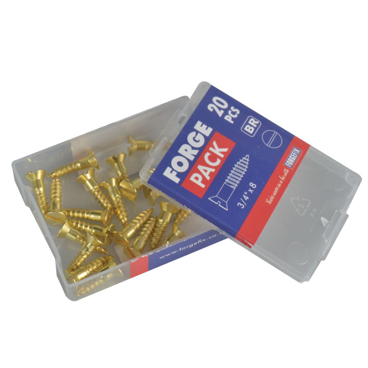 ForgeFix Wood Screw Slotted CSK Brass 3/4in x 8 ForgePack 20 FORFPC348B