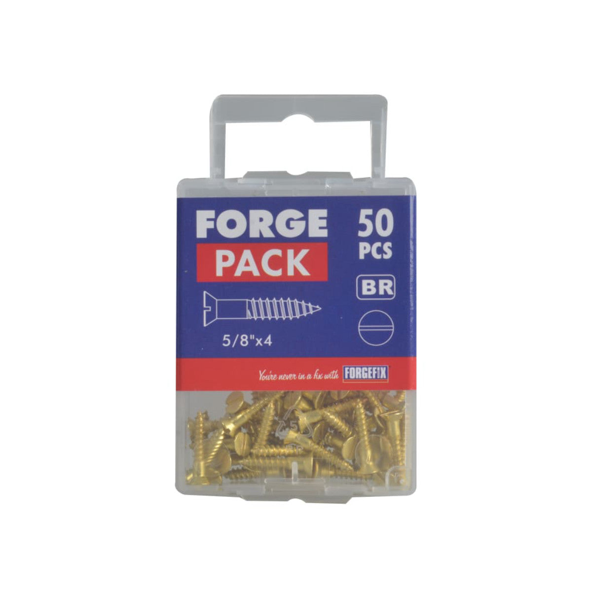 ForgeFix Wood Screw Slotted CSK Brass 5/8in x 4 ForgePack 50 FORFPC584B