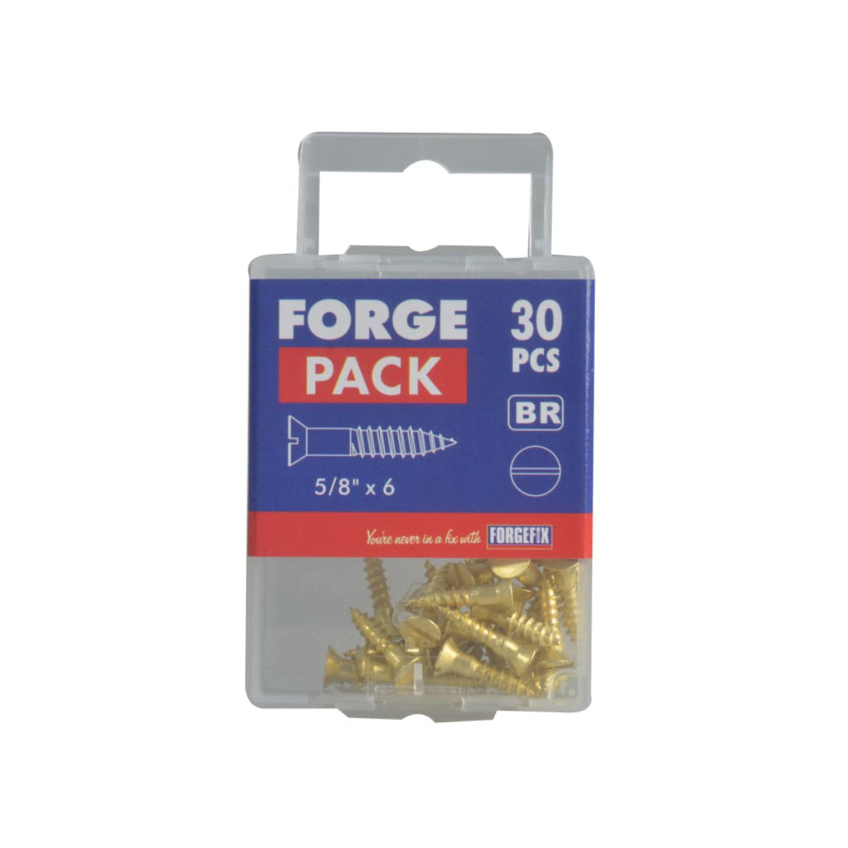 ForgeFix Wood Screw Slotted CSK Brass 5/8in x 6 ForgePack 30 FORFPC586B
