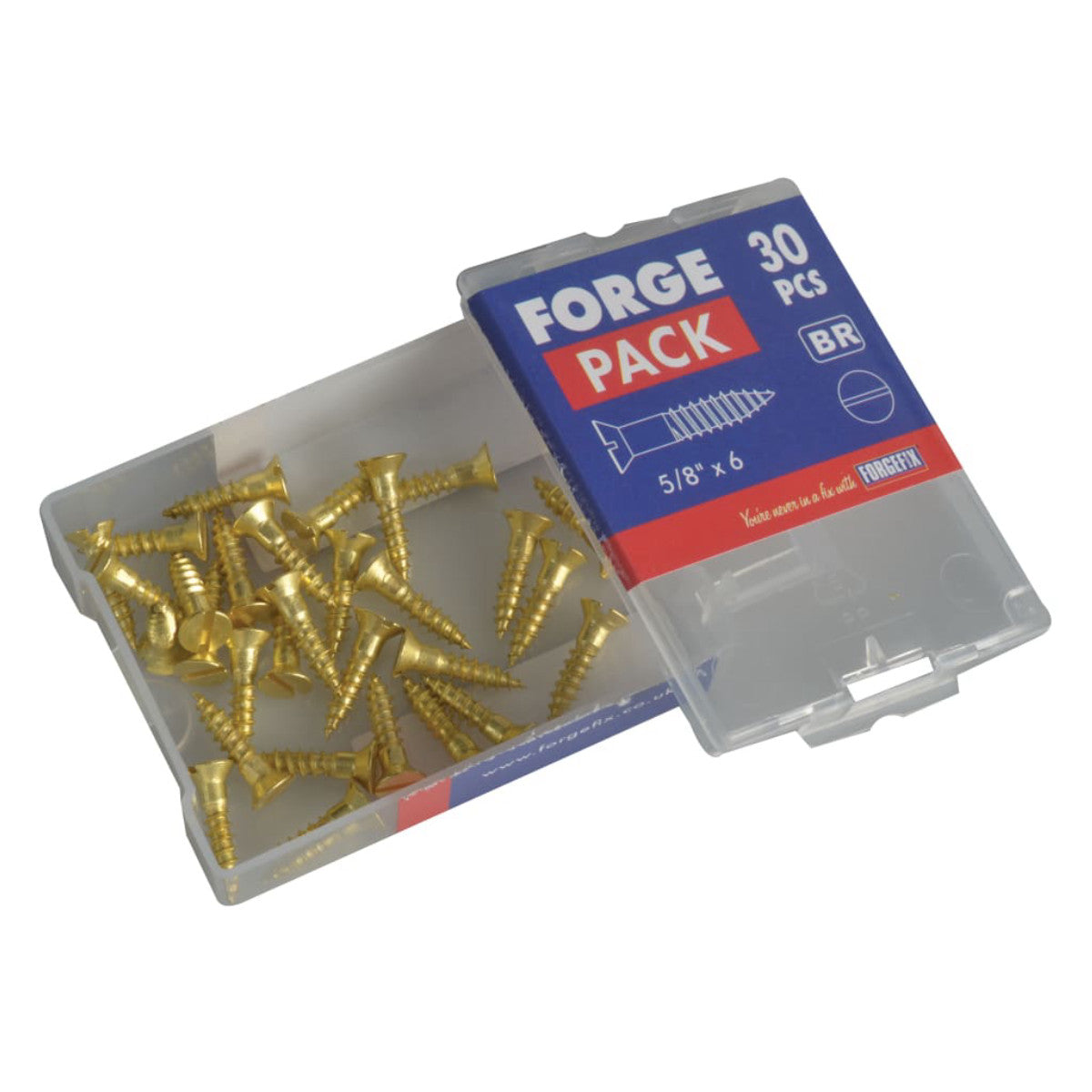 ForgeFix Wood Screw Slotted CSK Brass 5/8in x 6 ForgePack 30 FORFPC586B