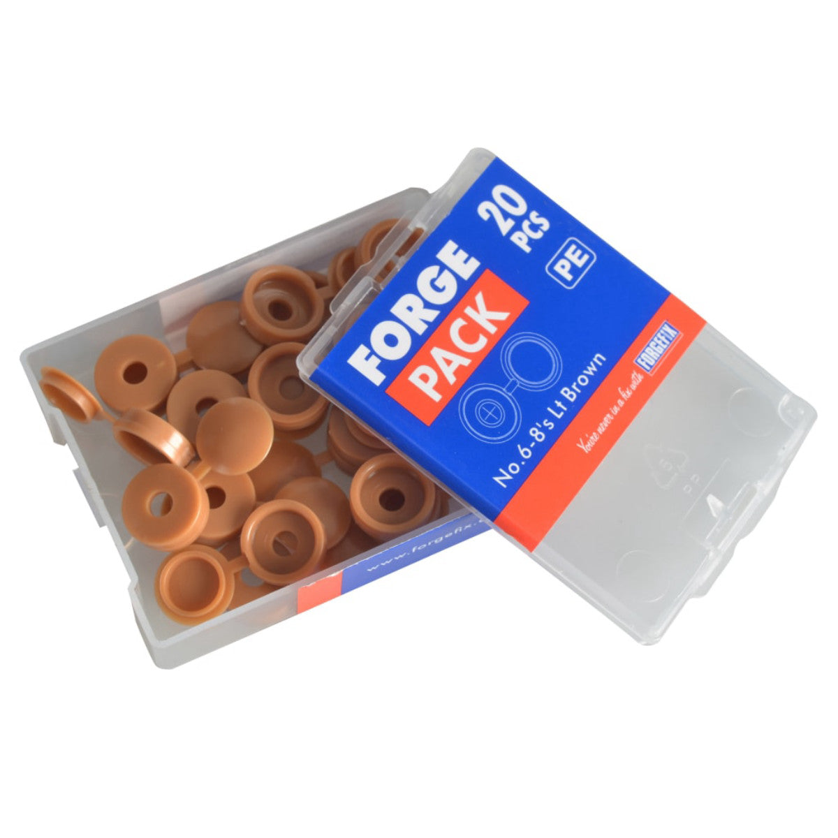 ForgeFix Hinged Cover Cap Light Brown No. 6-8 ForgePack 20 FORFPHCC4