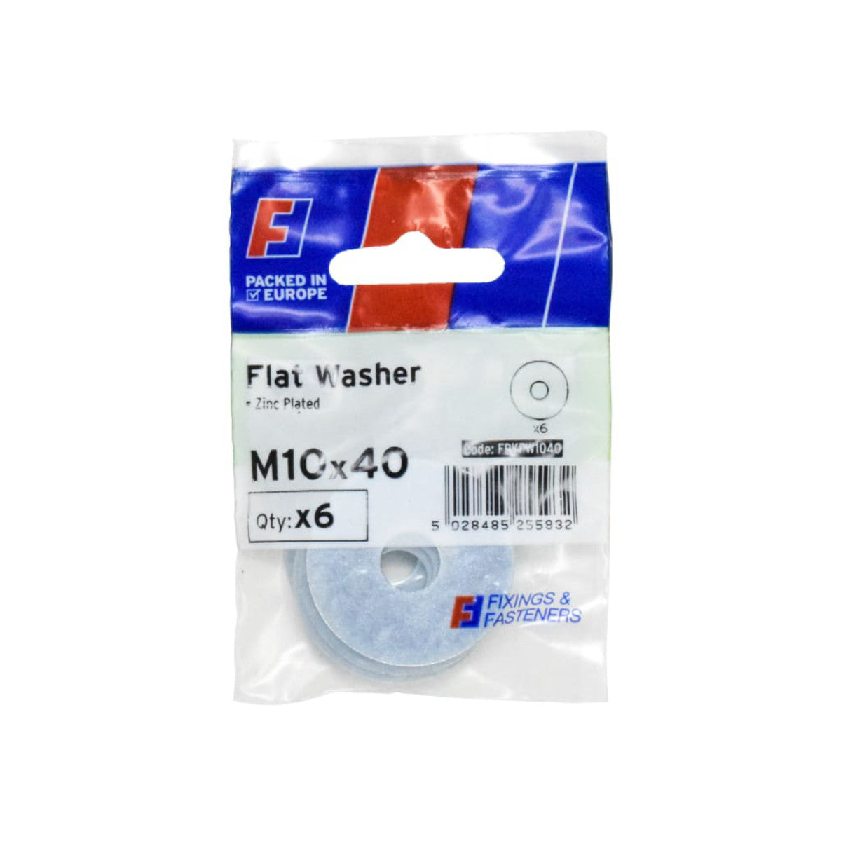 ForgeFix Flat Washers ZP M10 x 40mm ForgePack 6 FORFPKFW1040