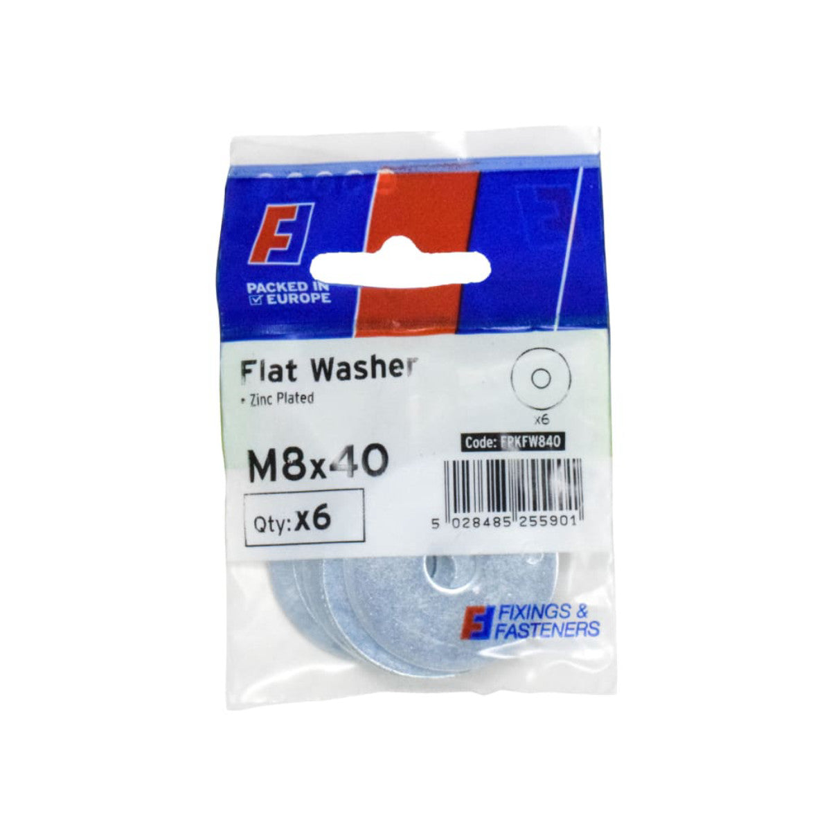 ForgeFix Flat Washers ZP M8 x 40mm ForgePack 6 FORFPKFW840