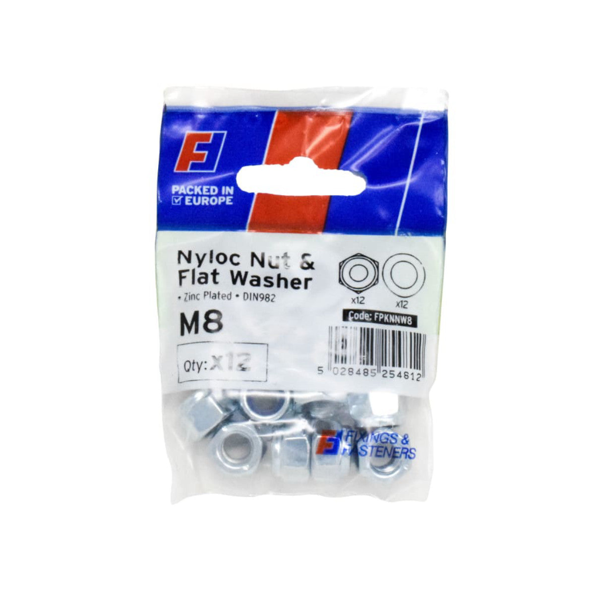 ForgeFix Nyloc Nut & Washer M8 ForgePack 12 FORFPKNNW8