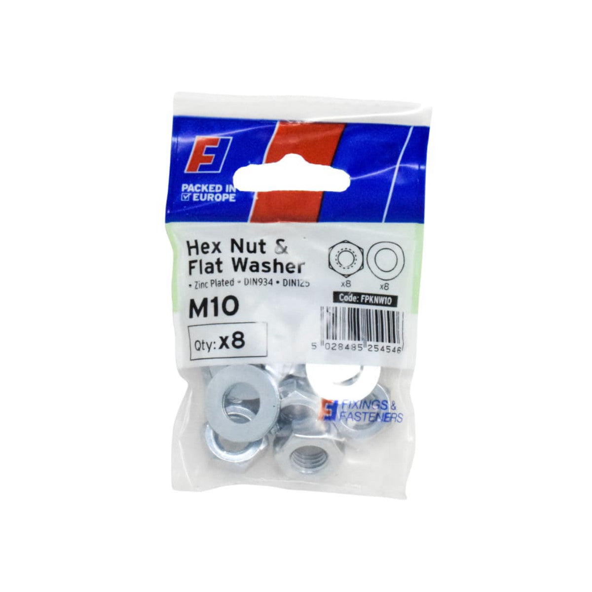ForgeFix Nut & Washer M10 ForgePack 8 FORFPKNW10