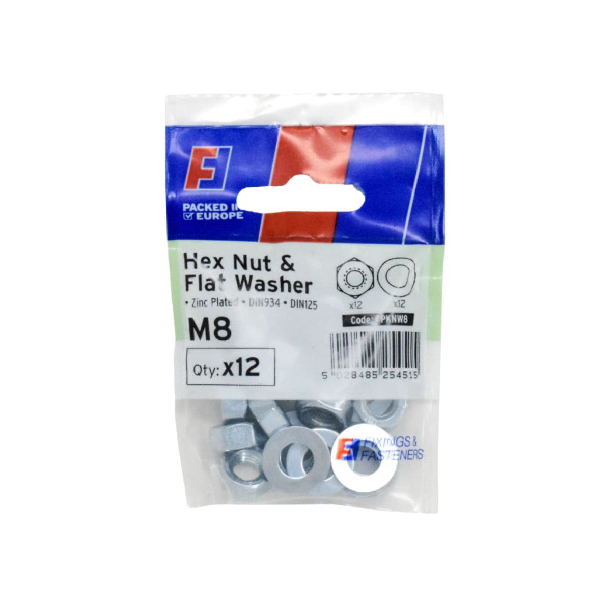 ForgeFix Nut & Washer M8 ForgePack 12 FORFPKNW8