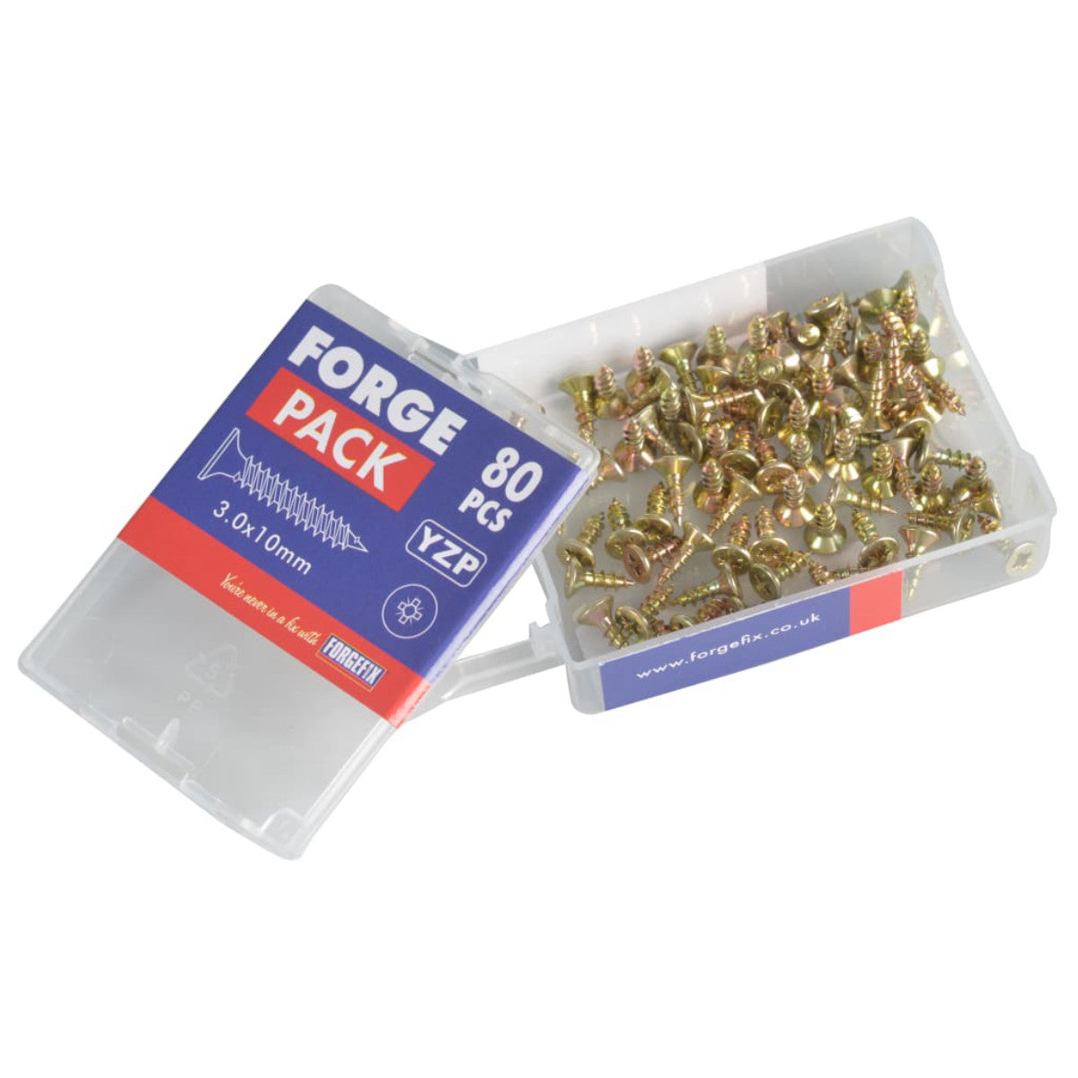 ForgeFix Multi-Purpose Pozi Screw CSK ST ZYP 3.0 x 10mm ForgePack 80 FORFPMP310Y